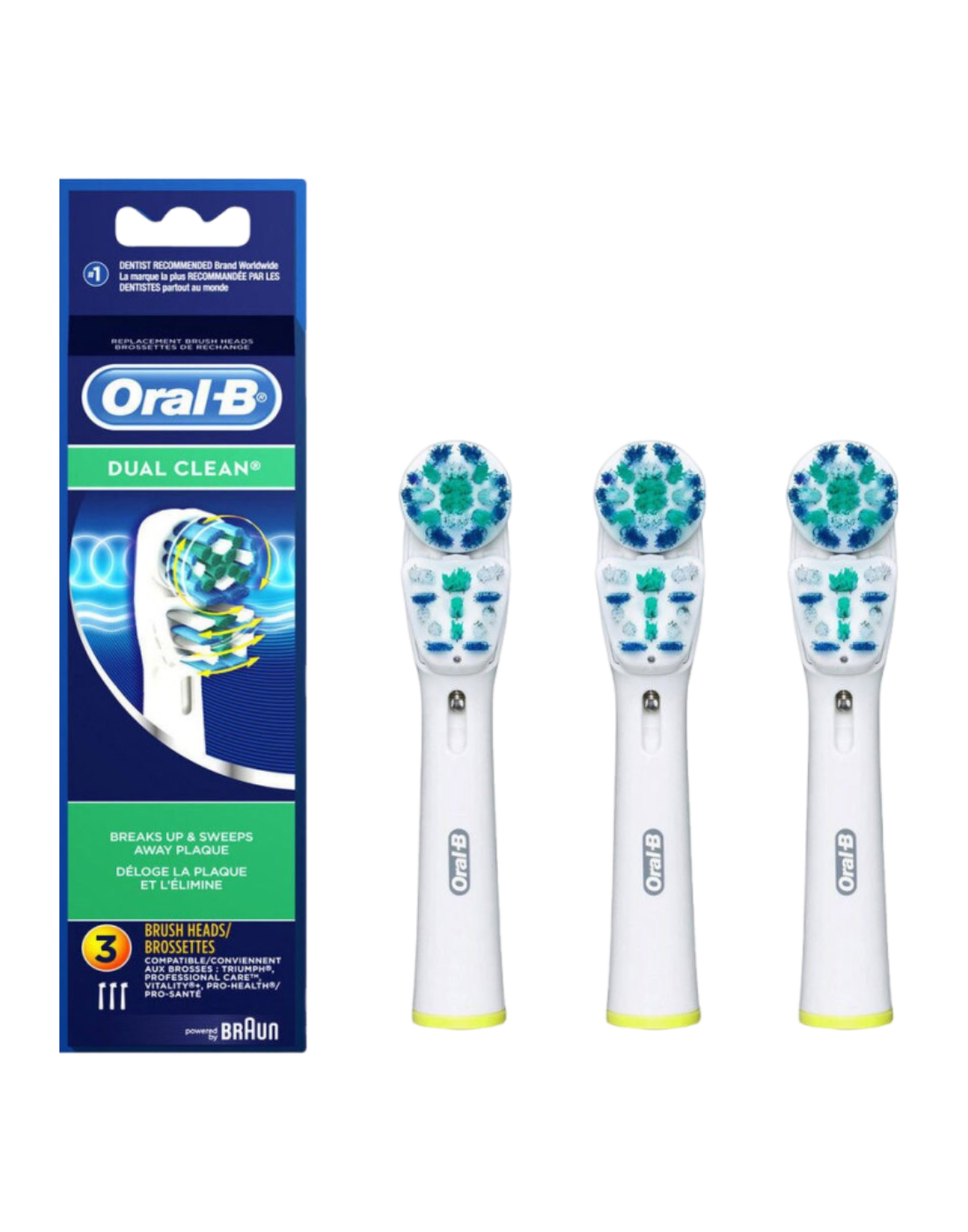 Oral B Dual Clean  Toothbrush Head - Pack of 3